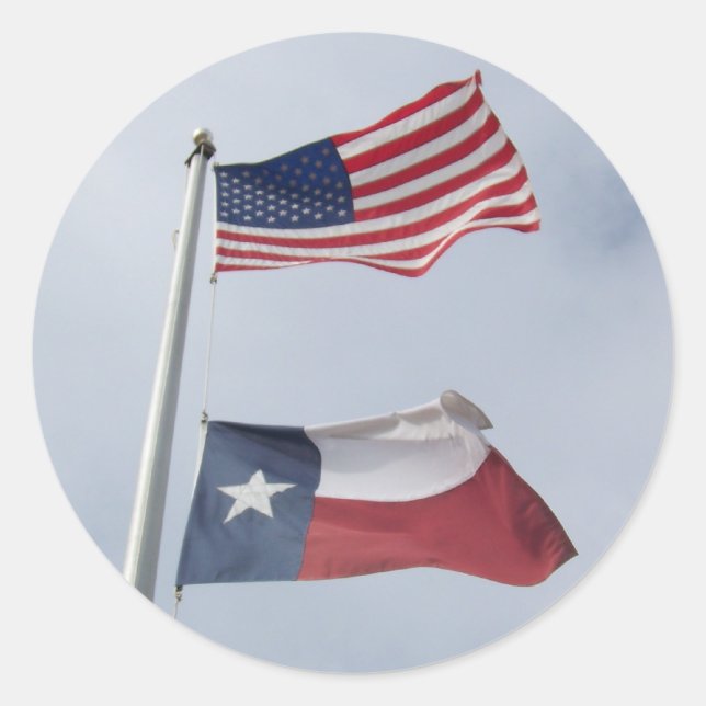 Texas and US Flag Classic Round Sticker (Front)