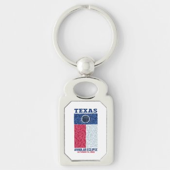 Texas Annular Eclipse Metal Keychain by Eclipse2024_org at Zazzle