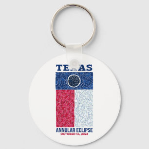 Texas Annular Eclipse Round Keychain