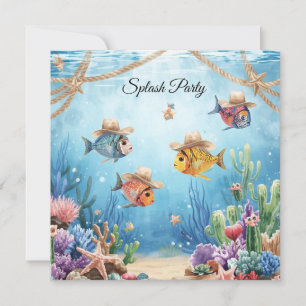 Texas Aquarium Cowboy Fish Party Invitation
