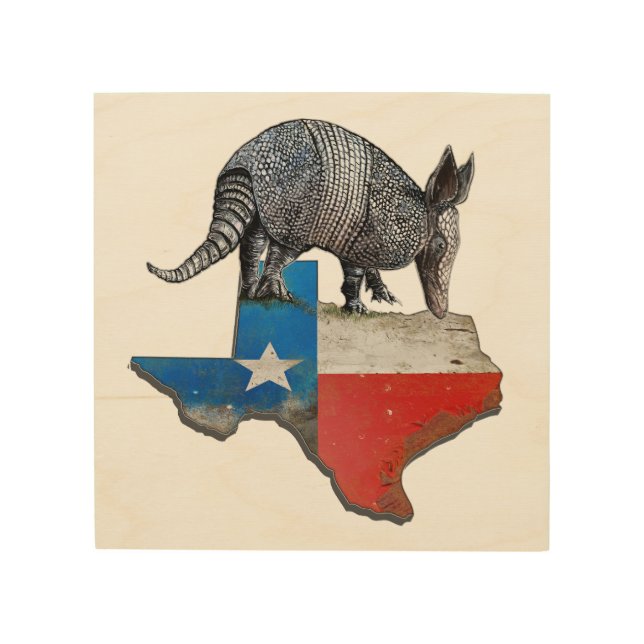 Texas Armadillo Wood Wall Art (Front)