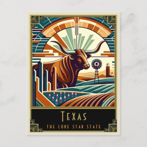 Texas  Art Deco Postcard