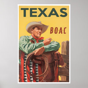 Texas Art Vintage Western Travel Print (H1215)