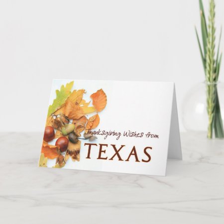 Texas Autumn Leaves Thanksgiving Holiday Card