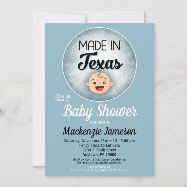 Texas Baby Shower Funny Blue Boys Invitation (Front)