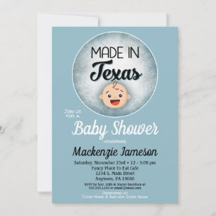 Texas Baby Shower Funny Blue Boys Invitation