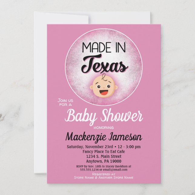 Texas Baby Shower Funny Pink Girls Invitation (Front)