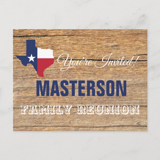Texas Barnwood Family Reunion Invitation Postcard (Front)