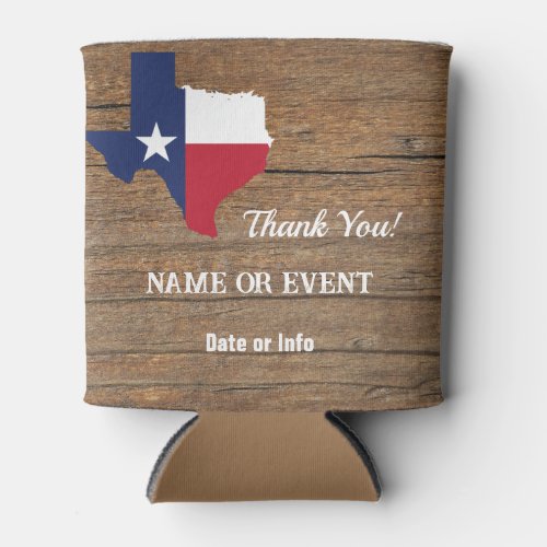 Texas Barnwood Map and Star Can Cooler