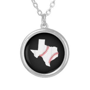 Texas Baseball State funny Texas Baseball Silver Plated Necklace