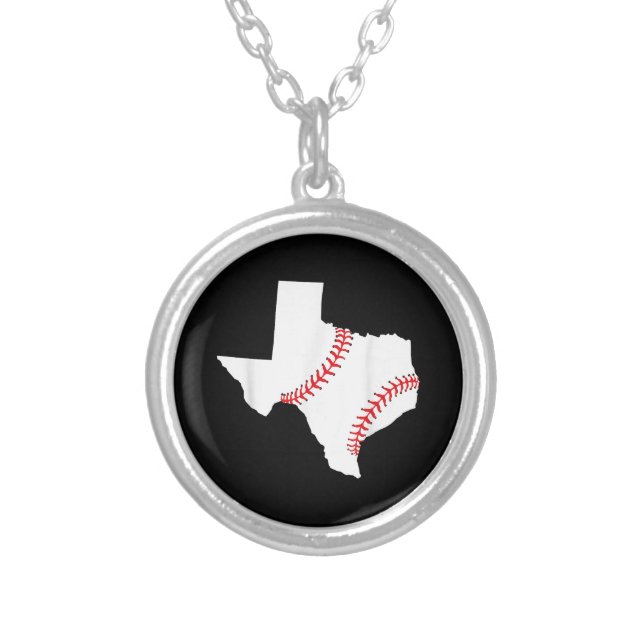 Texas Baseball State funny Texas Baseball  Silver Plated Necklace (Front)