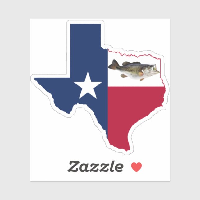 Texas Bass Fishing Flag Sticker (Sheet)