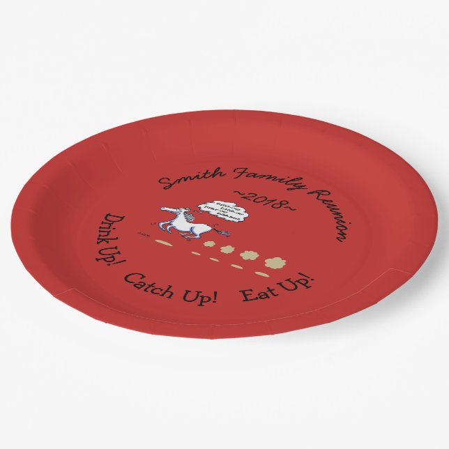 Texas BBQ Family Reunion Funny Western Theme Paper Plates (Angled)