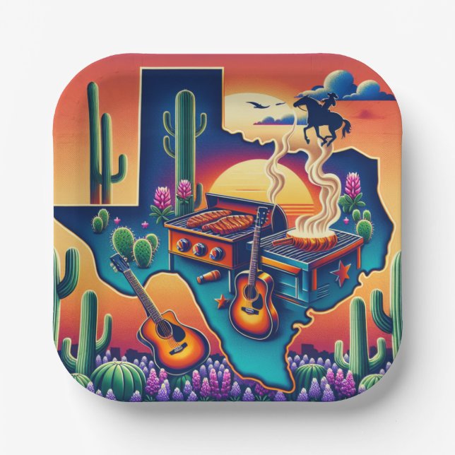 Texas BBQ Party 2 Paper Plates (Front)