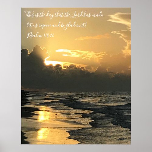 Texas Beach Sunrise Scripture Verse Psalm 11824 Poster