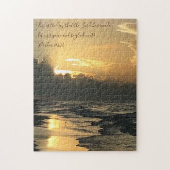 Texas Beach Sunrise  Verse From Psalm 118:24 Jigsaw Puzzle by PicturesByDesign at Zazzle