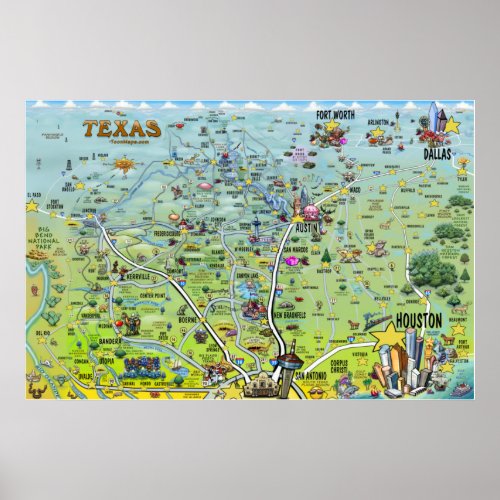 Texas BIG Fun Map Poster