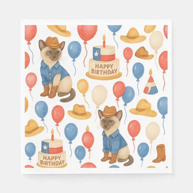 Texas Birthday Themed for Cat Lovers  Napkins (Front)