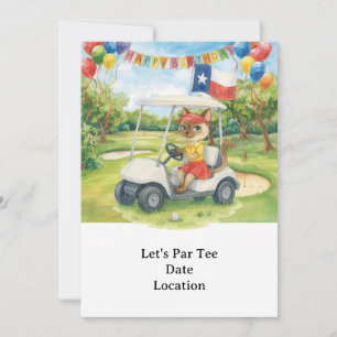 Texas Birthday Themed for GOLFER Cat Lovers Invitation