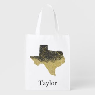 Texas Black and Gold Faux Glitter