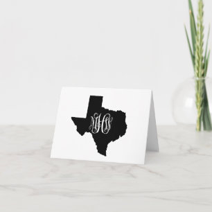 Texas Black White 3 Init Vine Monogram DIY BG Thank You Card