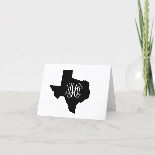 Texas Black White 3 Init Vine Monogram DIY BG Thank You Card