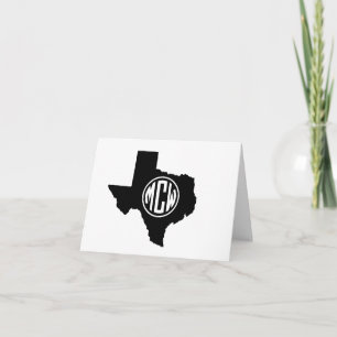 Texas Black White Preppy Circle Monogram DIY BG Letterpress Thank You Card