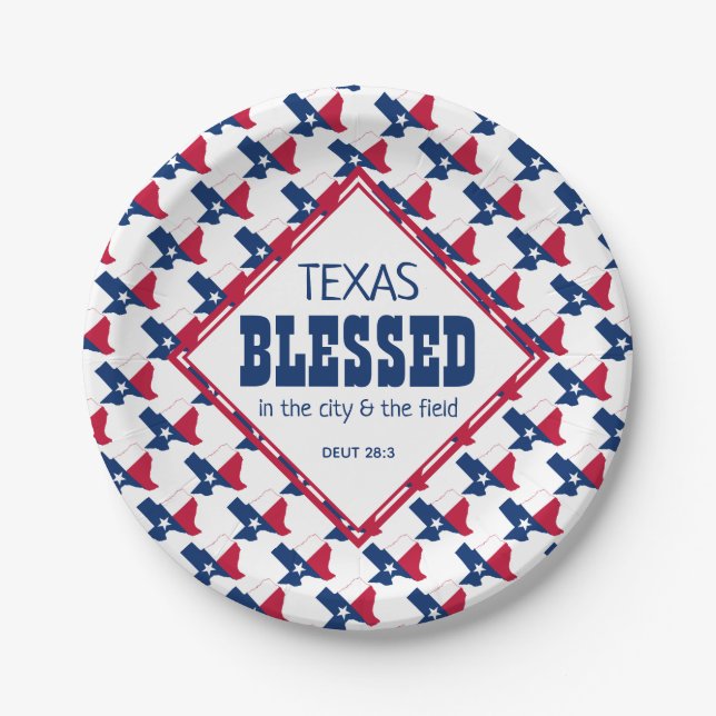 TEXAS Blessed Christian Paper Plates (Front)