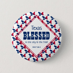 TEXAS BLESSED City Field Deuteronomy Christian Button