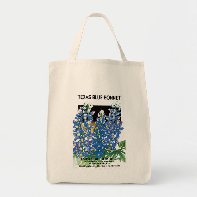 Texas Blue Bonnet Seed Packet Label Tote Bag (Front)