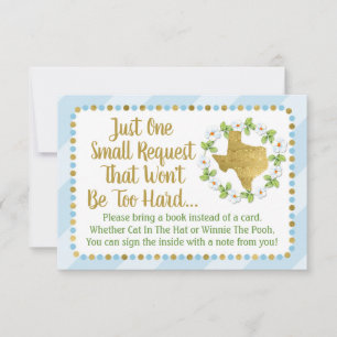 Texas Blue Gold Baby Shower Bring A Book Card