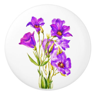 Texas Bluebells Eustoma Russellianum Ceramic Knob