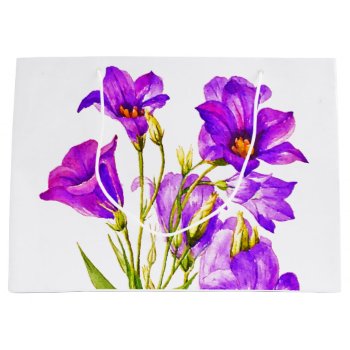 Texas Bluebells Eustoma Russellianum Watercolor Large Gift Bag by TerryBainPhoto at Zazzle