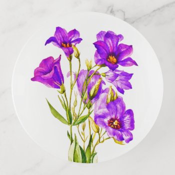 Texas Bluebells Eustoma Russellianum Watercolor Trinket Tray by TerryBainPhoto at Zazzle