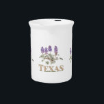 Texas Bluebonnet 2  Beverage Pitcher<br><div class="desc">Texas bluebonnets,  the state flower of Texas,  sweetly adorn the candy jar which you can use for anything- trinkets,  candy,  or storage.

Customize to your taste,  your name,  a different state,  or different pictures.

The vintage botanical painting of Lupinus texensis has a transparent background.</div>