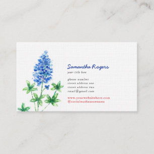 Texas Bluebonnet and Flag Watercolor Business Card