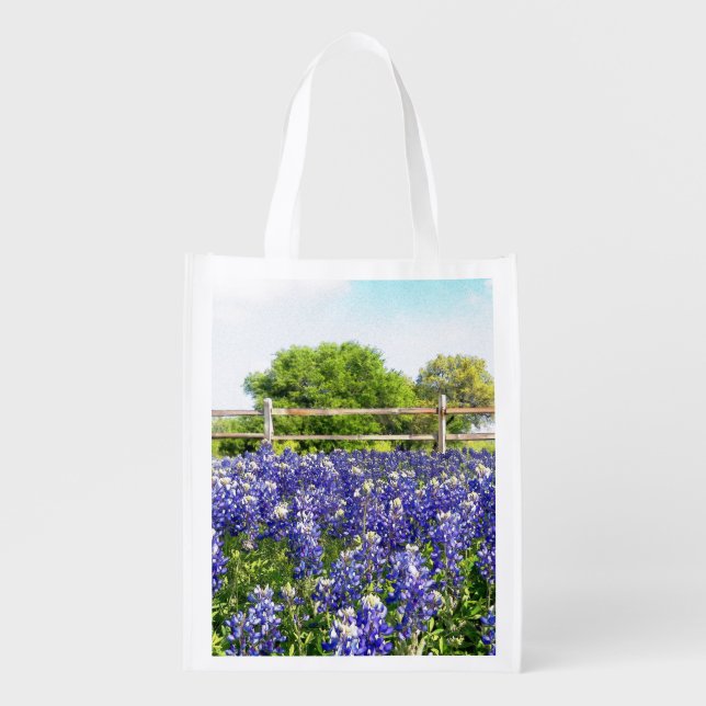 Texas Bluebonnet Blue Flower Art Eco Friendly Bag (Front)
