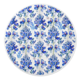 Texas Bluebonnet Blue Wildflower Floral Pattern Ceramic Knob