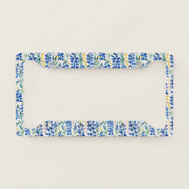 Texas Bluebonnet Blue Wildflower License Plate Frame (Front)
