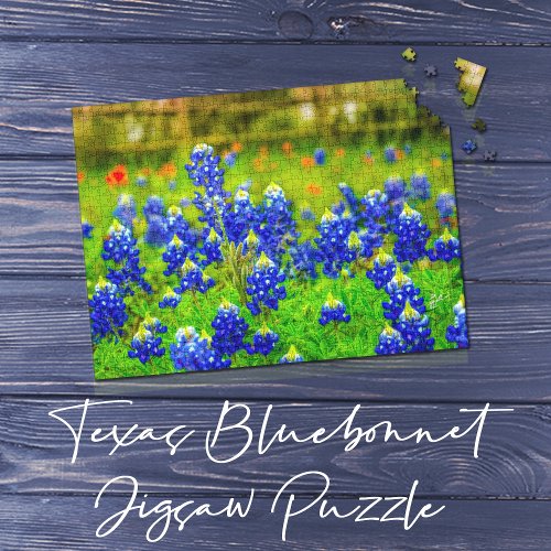 Texas Bluebonnet Field Rustic Elegant Jigsaw Puzzle