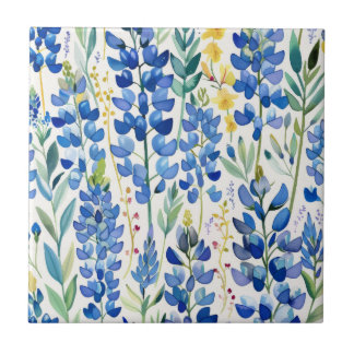 Texas Bluebonnet Floral Repeating Ceramic Tile