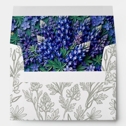 Texas Bluebonnet Floral Wedding Envelope