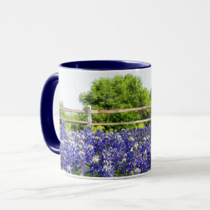 Texas Bluebonnet Flower Art Country Fence Mug