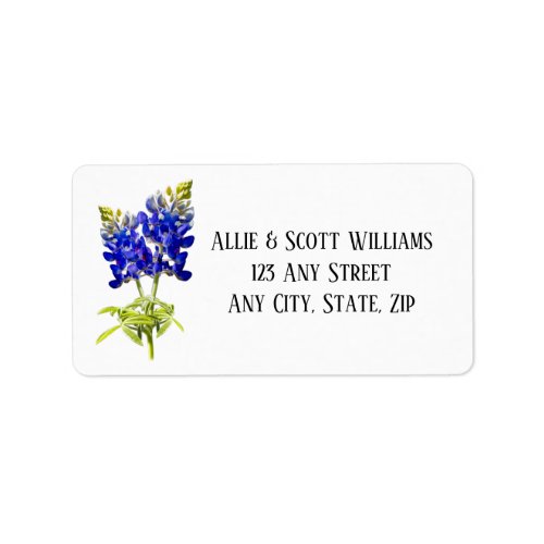 Texas Bluebonnet Flowers Modern Wedding Label