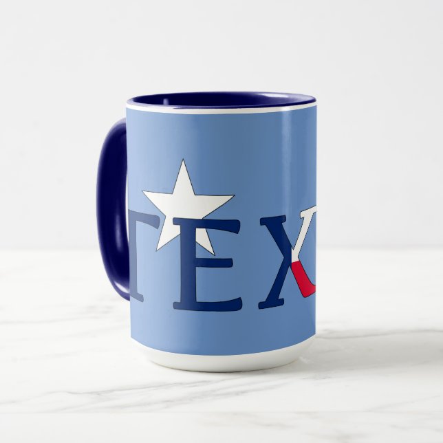 Texas Bluebonnet Flowers on Blue Mug (Front Left)