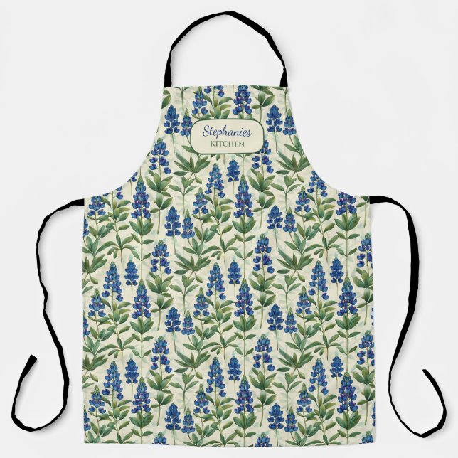 Texas Bluebonnet Kitchen Apron Lupine  (Front)