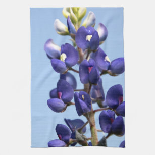 Texas Bluebonnet Wildflower Cotton Kitchen Towel made in the Texas Hill  Country, Embroidered Texas Bluebonnet Wildflowers with Blue Stripe Accent  Towel 100% Cotton - Texas Hill Country Ceramics