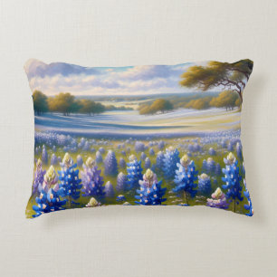 Texas Bluebonnet Meadow Landscape Accent Pillow