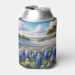 Texas Bluebonnet Meadow Landscape Can Cooler