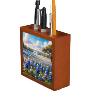 Texas Bluebonnet Meadow Landscape Desk Organizer